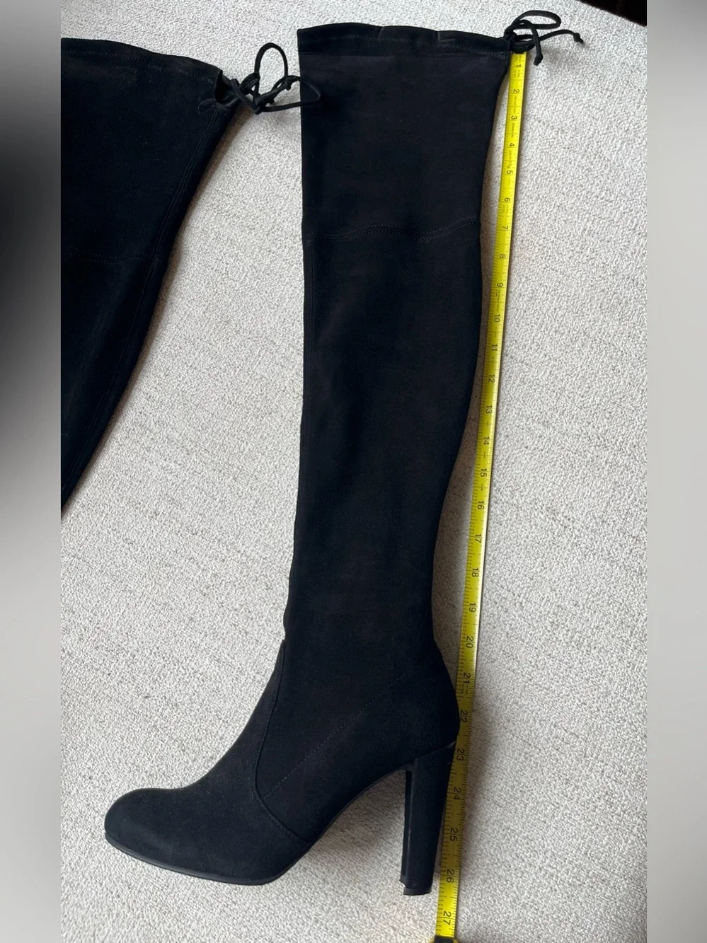 Stuart Weitzman Black Suede Over-the-Knee Heeled Boots